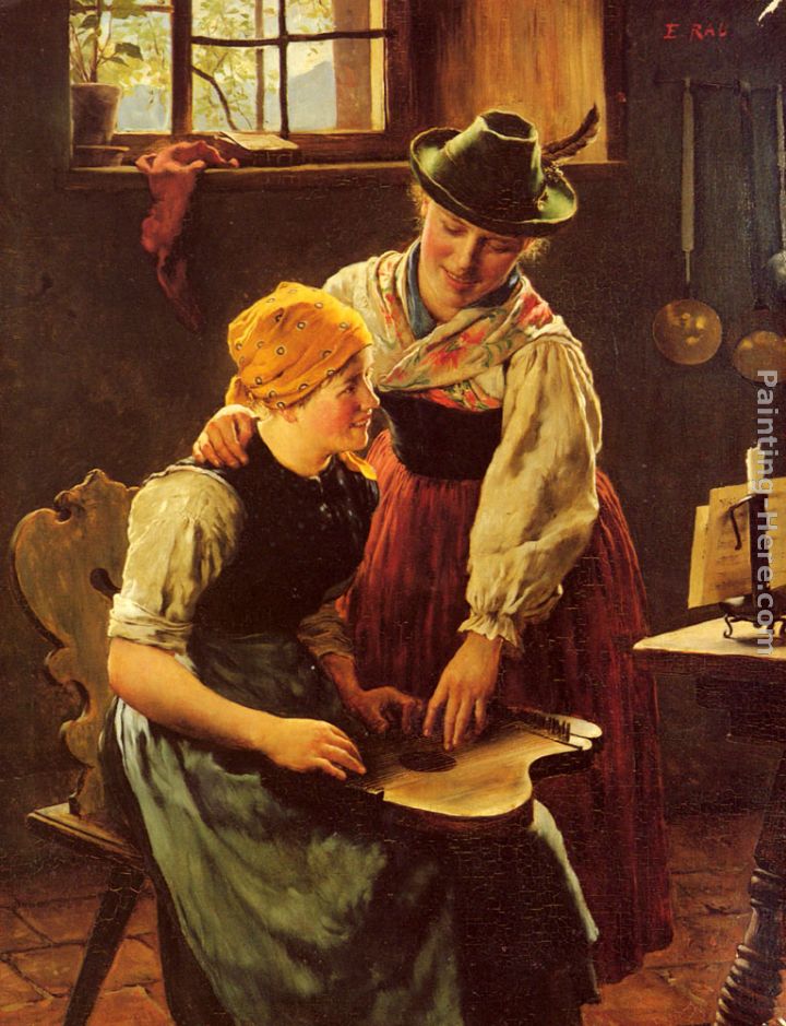 The Music Lesson painting - Emil Rau The Music Lesson art painting